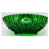 Green Bubble Glass Footed Dish