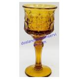 Star Pattern Amber Glass Stemmed Cup