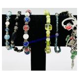 6 Metal & Beaded Bracelets