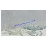 Glass Pitcher & Cake Stand
