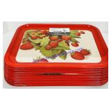 12 Vintage Metal Strawberry Drink Trays