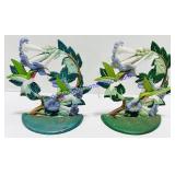Painted Cast Iron Hummingbird Book Ends