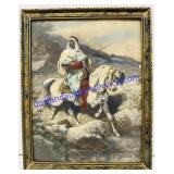 Framed Horse And Rider Print. 10ï¿½x8ï¿½