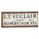 L.T. St. Clair Plastic Hanging Sign