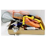 Funnel, Plastic Wheel Chocks, Brush, Etc