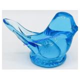 Blue Art Glass Bird Paperweight