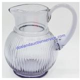 Light Purple Line Pattern Glass Pitcher