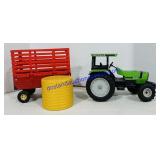 Die Cast Tractor w/ Ertl Wagon & Bale