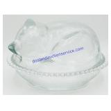 Clear Glass Lidded Cat Dish
