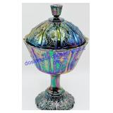 Fenton Paneled Daisy Covered Candy Dish