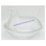 Clear Glass Hen On Nest Lidded Dish
