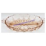 Patterned Rose Glass Split Serving Dish