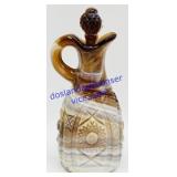 Creamy Amber Small Ornate Glass Stoppered Pitcher