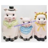 Pig Family Ceramic Lidded Cookie Jar Set