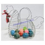 Wire Chicken & Colored Eggs Decoration