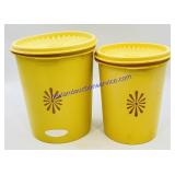 2 Yellow Tupperware Canisters with Lids