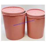 2 Pink Tupperware Canisters with Lids