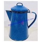 Enamel Coffee Pot w/Hinged Lid