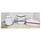 Enamel Teapot & Containers w/Lids