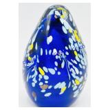 Multicolored Art Glass Teardrop Paperweight