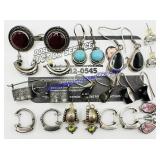 12 Pairs of Sterling Silver Earrings