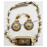 1/20 12KT Gruen Ladies Watch & Earrings