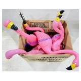 6 Pink Plastic Flamingos Lawn Ornaments