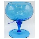 Blue Twisted Stem Bubble Pattern Candy Dish