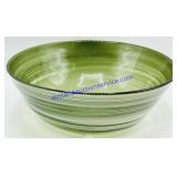 Large Green & White Swirl Glass Bowl