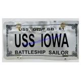 USS Iowa Metal License Plate.