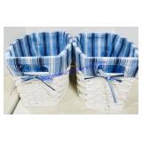 2 Wicker Baskets w/Cloth Liners