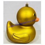 Gold Plastic Duck Christmas Ornament