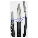 Pocket Knife, Straight Razor, & Hunting Knife
