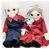 Husband & Wife Vintage Folk Art Cloth Dolls
