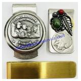 3 Metal Money Clips (1 Buffalo Nickel Clip)
