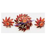 Emmons Jeweled Matching Metal Pin & Earrings