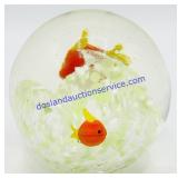 Fish Bowl Art Glass Sphere Paperweight
