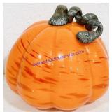 Hand Blown Curled Stem Orange Glass Pumpkin