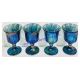 (4) Indiana Iridescent Carnival Glass Goblets