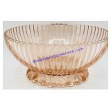 Rose Glass Ribbed Pattern Serving Bowl