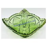 Multi Patterned Green Glass Trinket Dish (Chips)