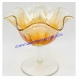 Iridescent Carnival Glass Ruffled Edge Candy Dish