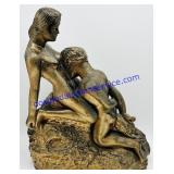 Gold Painted Plaster Lovers Sculpture