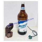 Busch Bottle Electric Light & Wooden Carved Eagle