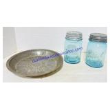 Vintage Ball Jars w/Lids & Tin Pie Pan