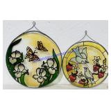 2 Small Painted Glass. 11ï¿½x11ï¿½, 9ï¿½x9ï¿½