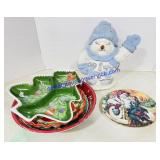 Porcelain Christmas Plate & Other Items