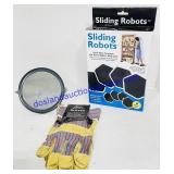 Leather Gloves, Furniture Sliders & Mirror