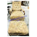 Antique Paisley Pattern Maple Reclining Lounge