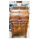 Victorian Lighted Brass & Black Walnut Wooton
